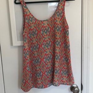 Geometric print top with bow detail